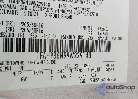 2009 Ford Focus Ses z USA, uszkodzony, nr VIN 1FAHP36N99W229148